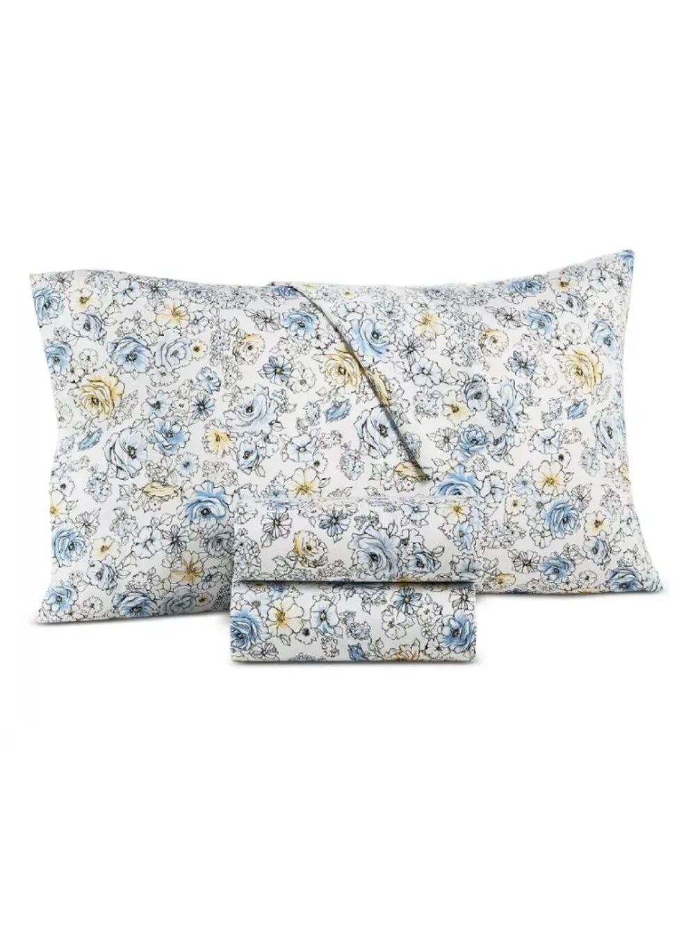 new Outlined Floral Cornflower Charter Club Solid 550 TC Cotton KING Sheet Set